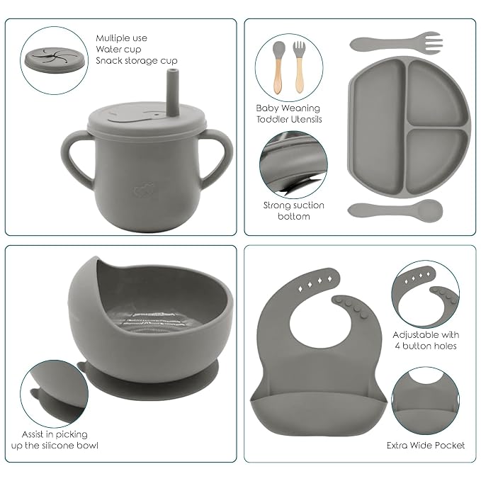 100% Silicone baby feeding set, BPA free Baby dishes set - Image 3