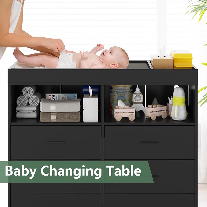 Changing Table Dresser with Drawers, Baby Dresser with Changing Table Top - Image 4