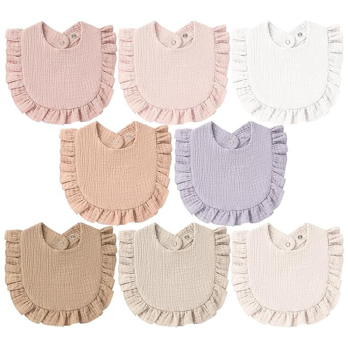 8-Pack Muslin Baby Bandana Drool Bibs by MairMore