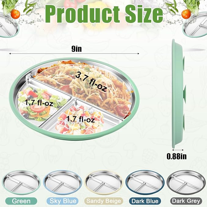 BUSOHA 3 Pack Stainless Steel Kids Plate Set - Image 3