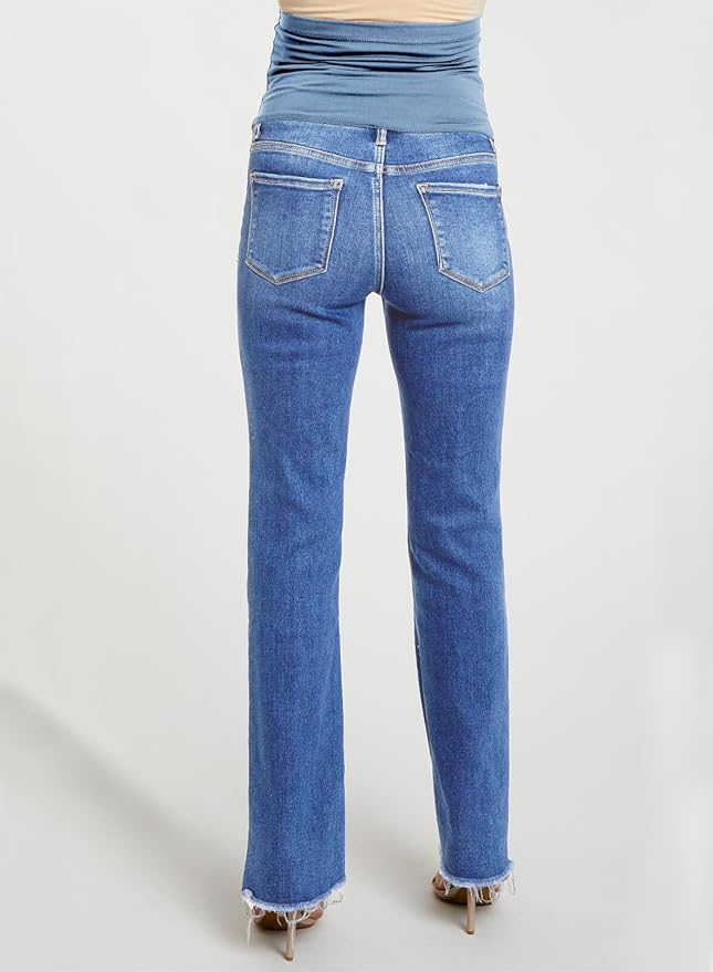 BLENCOT Maternity Jeans for Women Over Belly Pregnancy Pants Comfy Pregnant - Image 7