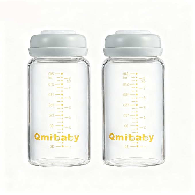 Breast Milk Storage Bottles 240ml 8oz BPA-Free Leak-Proof Baby Bottle by Qmibaby
