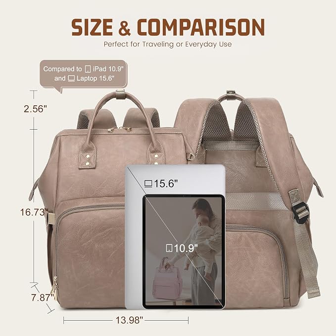 Premium Vegan Leather Diaper Bag Backpack - Image 8