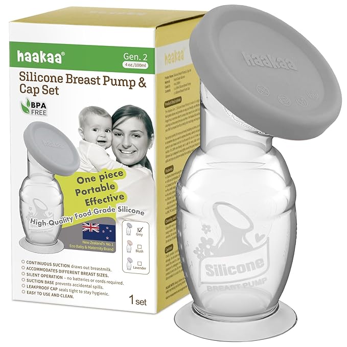 Haakaa Manual Breast Pump with Base 4 Fl Oz/100ml+Lid by haakaa