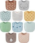 The Peanutshell Baby Boy or Girl Terry Bibs Set of 10-100% Cotton, Absorbent by ThePeanutshell