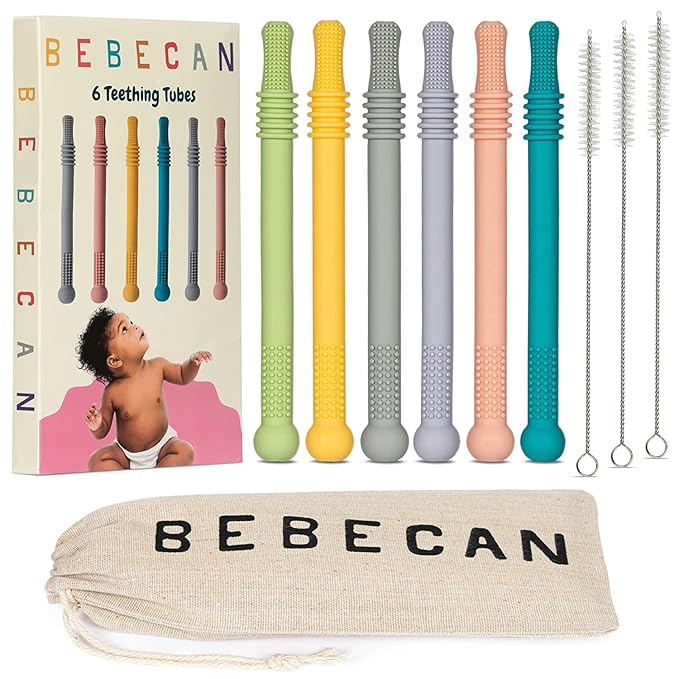 Teething Sticks for Babies 0-36 Months – Super Soft Silicone Teething Aids by BEBECAN