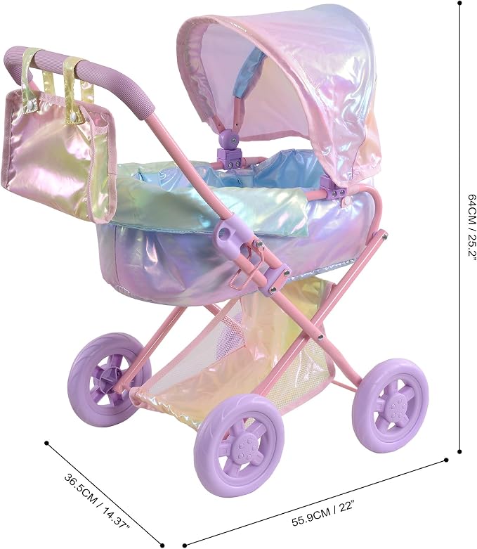 Olivia's Little World Baby Doll Stroller, 2-in-1 Doll Pram Buggy - Image 7