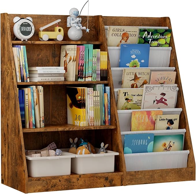 Kids Bookshelf for Bedroom Toddler Child Baby Bookcase 4-Tier for Nursery Book - Image 3