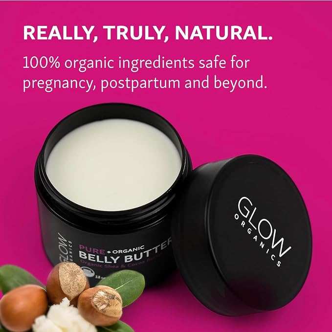 Glow Organics Belly Butter for Pregnancy, 100% Organic Stretch Mark Cream - Image 2
