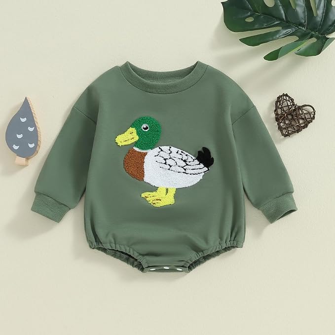 VISGOGO Newborn Infant Baby Boy Girls Oversized Romper Little Dude Sweater - Image 2
