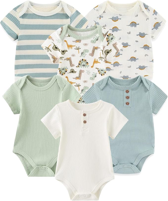 Fashion Baby Boy Girl Bodysuits 6-Pack Casual Cotton Soft Infants Outfit New by JELYLOVE