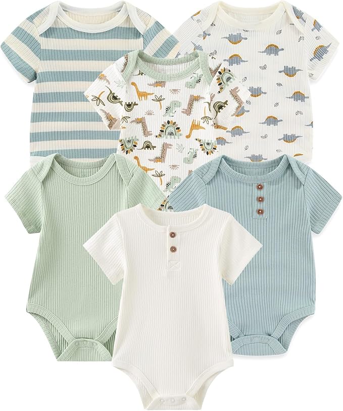 Fashion Baby Boy Girl Bodysuits 6-Pack Casual Cotton Soft Infants Outfit New by JELYLOVE