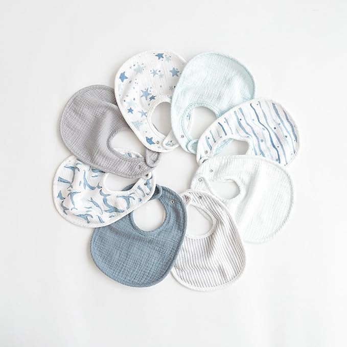 Konssy Muslin Baby Bibs 8 Pack Baby Bandana Drool Bibs Cotton - Image 7
