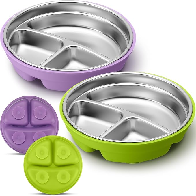 Nuogo 2 Pcs Stainless Steel Baby Suction Plates by Nuogo