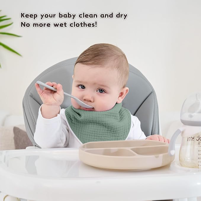Susurration Muslin Baby Bibs 10Pack Baby Bandana Drool Bibs Soft Adjustable - Image 2