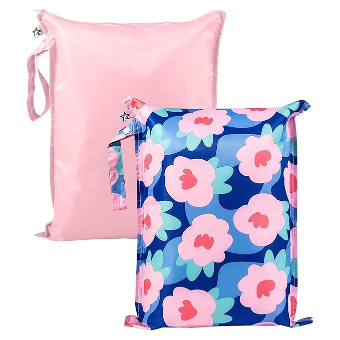 Tiny Twinkle Wet Dry Bag – 2 Pack Reusable Waterproof & Mess Proof Wet Bags by TinyTwinkle