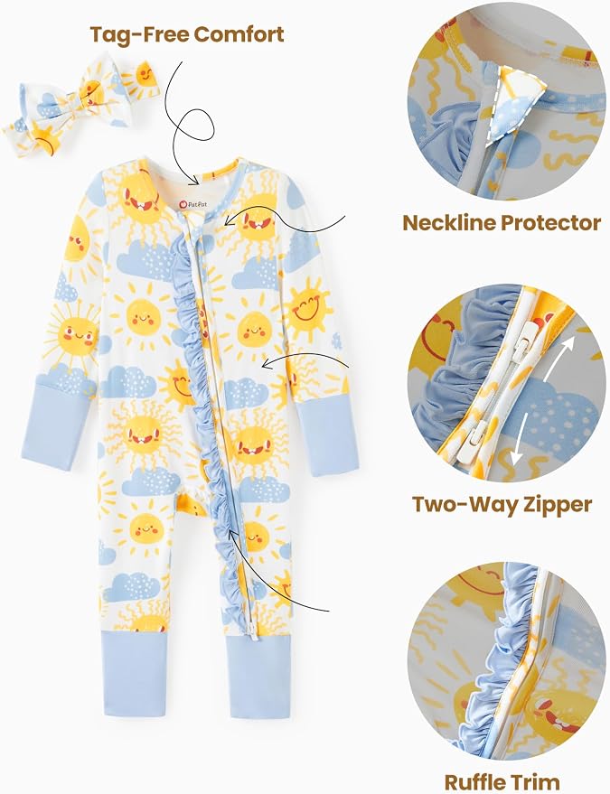PATPAT Baby Girl Boy Clothes Newborn Infant Footie – Soft Viscose from Bamboo– - Image 6