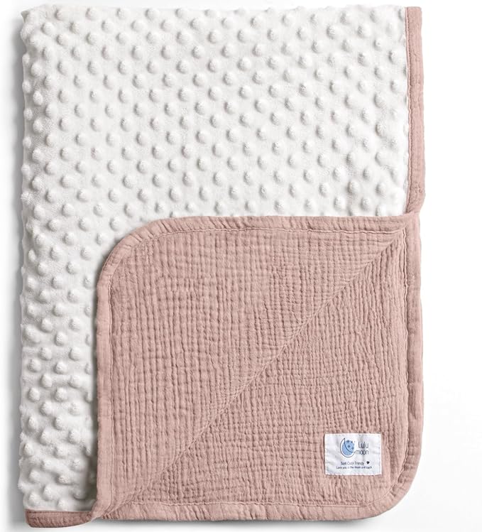 lulumoon Baby Blanket for Newborn Receiving: Minky Dot & Muslin Lightweight by Lulumoon