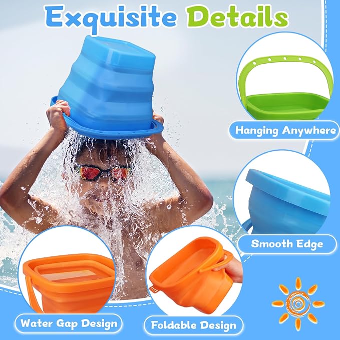 Jumbo Beach Sand Bucket Toy for Kids, 3L Collapsible Sandbox Pail, Easter - Image 3
