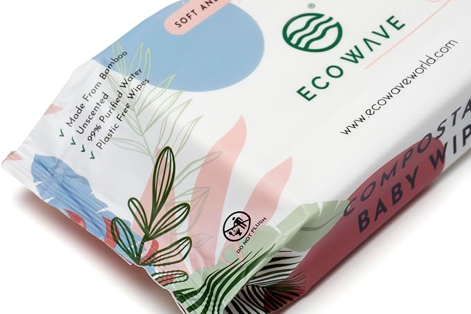 Eco Wave Baby Wipes, 100% Compostable Eco-Friendly Bamboo Wipes, Hypoallergenic - Image 6