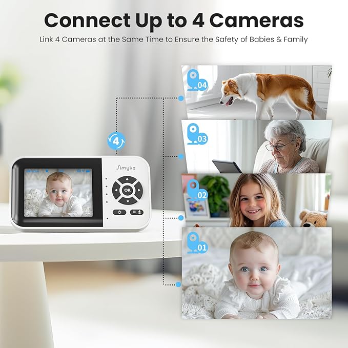 Smart Baby Monitor with 2 Cameras and Audio, Long Range, Night Vision, - Image 6