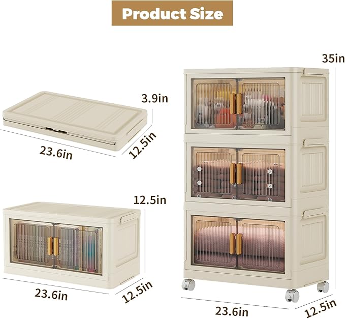 3 Tier Stackable Plastic Storage Bins - Image 2