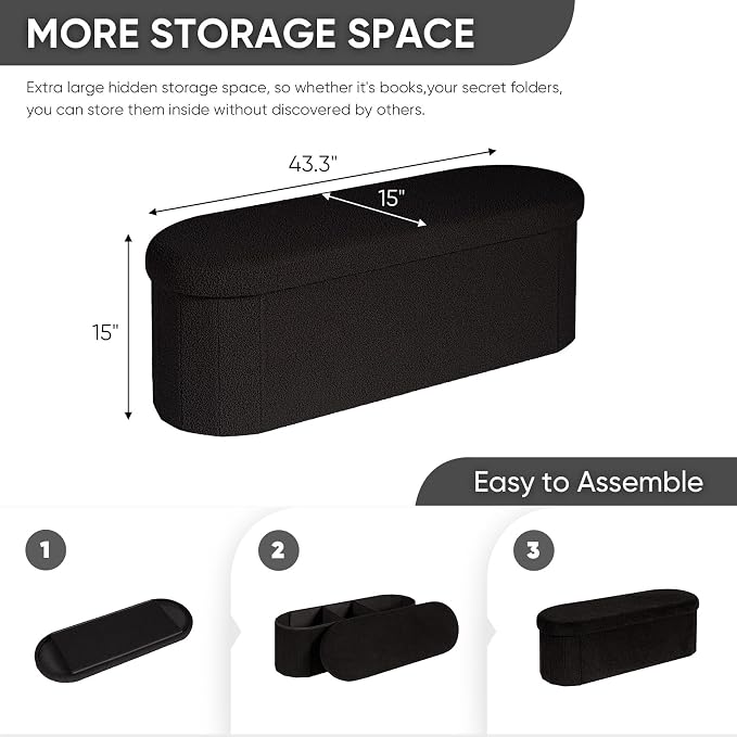 B FSOBEIIALEO Ottoman with Storage - Image 3