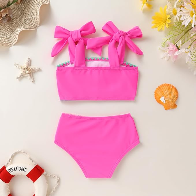 YOUNGER TREE Toddler Girls Two Pieces Swimsuit Color Block Stripe Swimwear - Image 3
