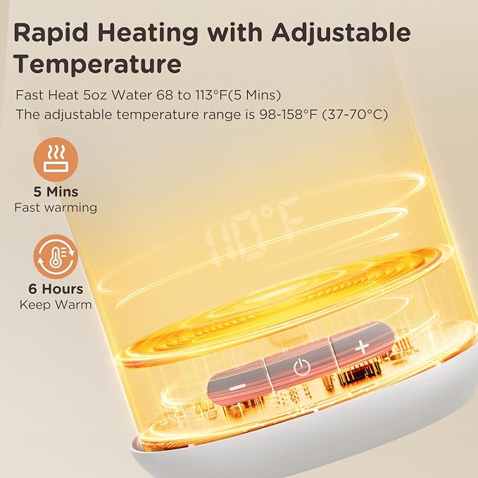 Portable Water and Milk Warmer, HIYAKOI Bottle Warmer On The Go Fast Heating - Image 3