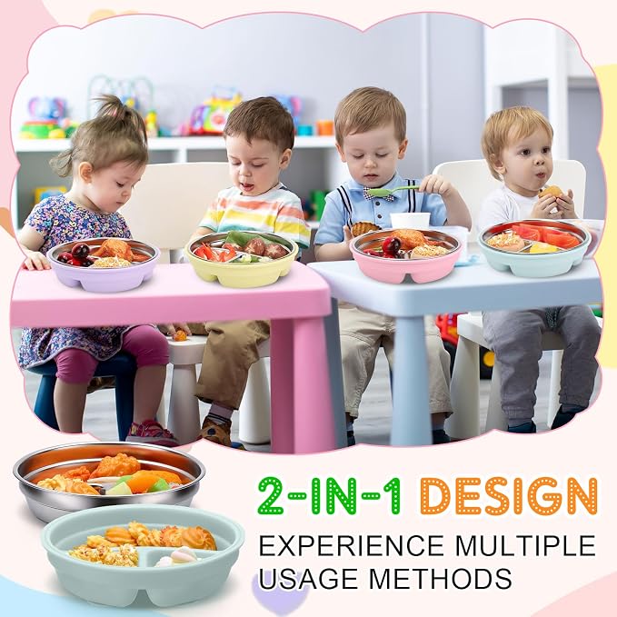 Nuogo 4 Pcs Stainless Steel Baby Suction Plates - Image 2