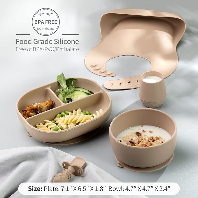 SAMiGO Silicone Baby Feeding Set, Baby Led Weaning Supplies, Suction Bowl Plate - Image 4
