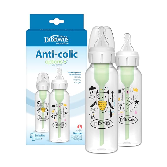 Dr. Brown's Natural Flow Anti-Colic Options+ Narrow Baby Bottle, Bear & Owl by DrBrowns