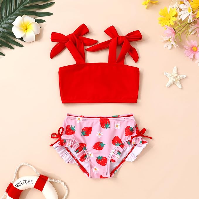 Toddler Swimsuit Girl Color Block Stripe Swimwear Baby Girl Summer Beach - Image 2