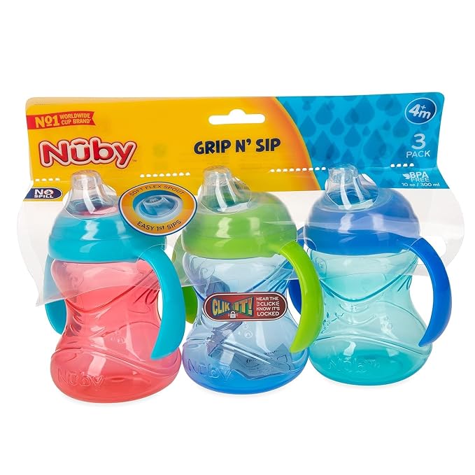 Nuby Clik-It Grip N' Sip Soft Spout No-Spill Training Sippy Cup - 10 oz - 4+ - Image 9