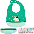 Silicone Baby Bibs Unisex, Self-Feeding, Catch-all Large Pocket, 6-48 months by LuluLittles