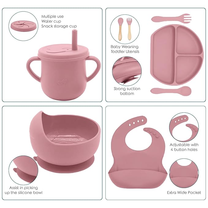 100% Silicone Baby Feeding Set, BPA Free Baby Dishes Set - Image 4