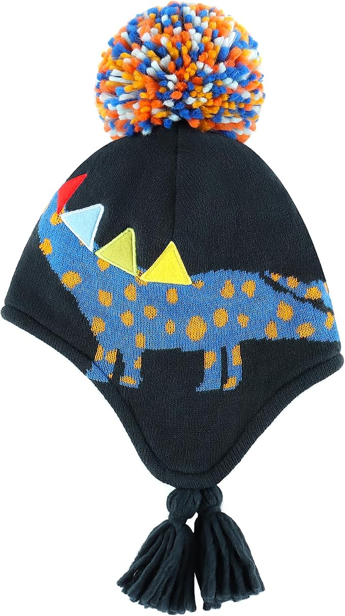 Duoyeree Kids Beanie Hat for Boys Girls Pom-pom Kint Hats Cozy Lining Winter - Image 3