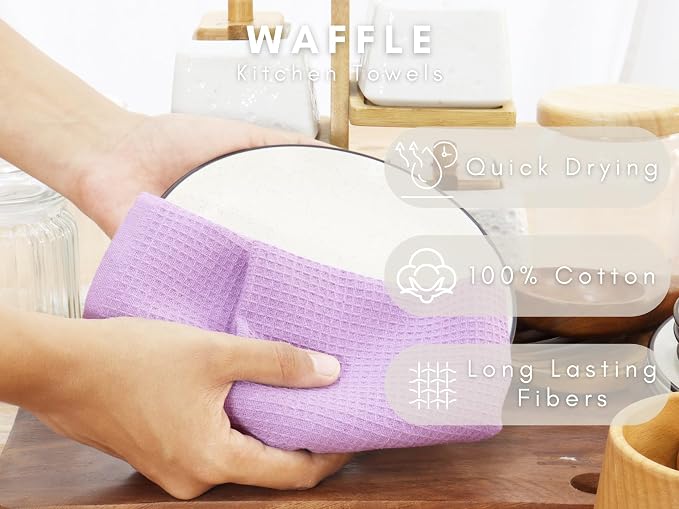 PurpleEssences Waffle Weave Kitchen Towel, 100% Cotton - Image 2