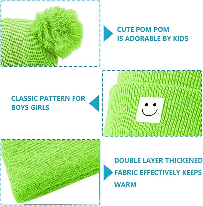 AZJ Baby Beanie Hat Toddler Infant Winter Knitted Hat Kids Soft Warm Pom Pom - Image 4