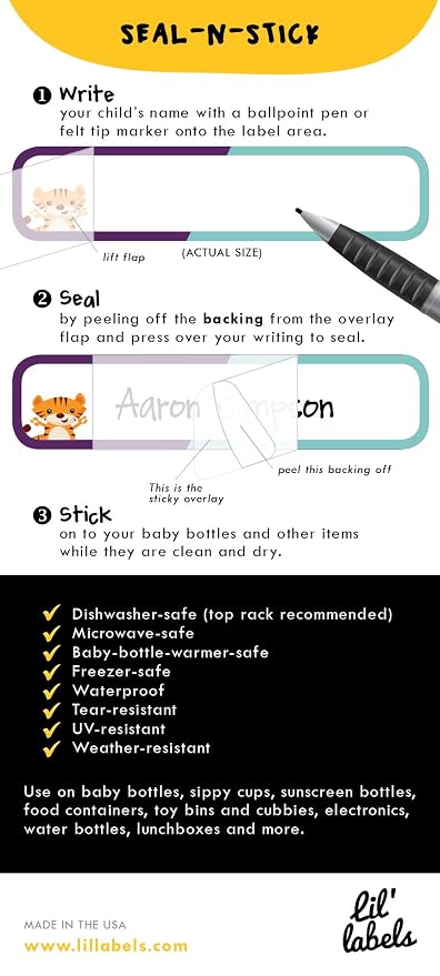 Bottle Labels, Self-Laminating, Waterproof Kids Name Labels - Image 7