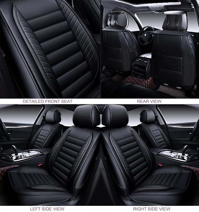 OASIS AUTO Car Seat Covers Premium Waterproof Faux Leather Cushion Universal - Image 3