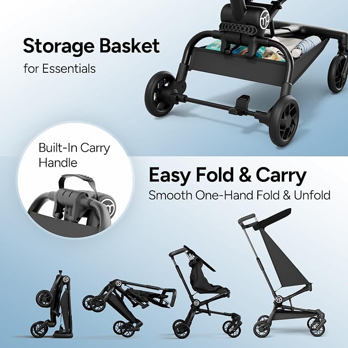 Mompush Jeto Lightweight Travel Stroller – 9.8 lbs Ultra-Compact, One-Hand Fold - Image 7
