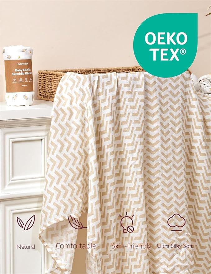 Momcozy Muslin Swaddle Blankets, Ultra Soft Neutral Baby Essentials Must Haves - Image 2