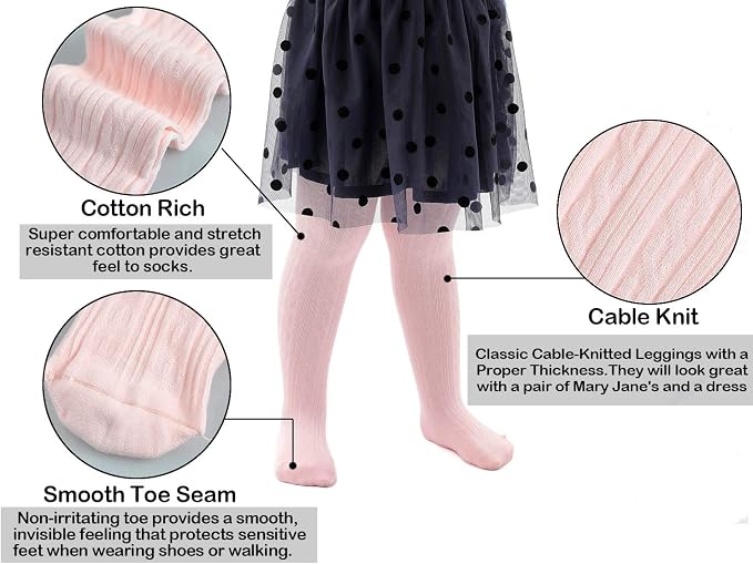 EPEIUS Baby Girl Tights Thick Cable Knit Leggings Stockings Cotton Pantyhose - Image 3