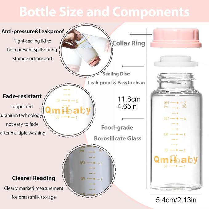 Breast Milk Storage Bottles 150ml 5oz BPA-Free Leak-Proof Baby Bottle Compatible - Image 2