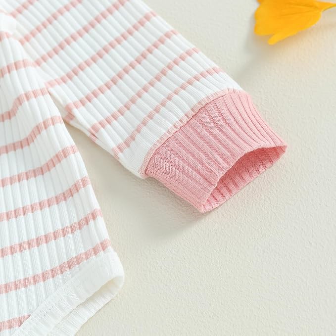 Newborn Baby Boy Girl Clothes Ribbed Knitted Long Sleeve Romper Pants Solid - Image 4