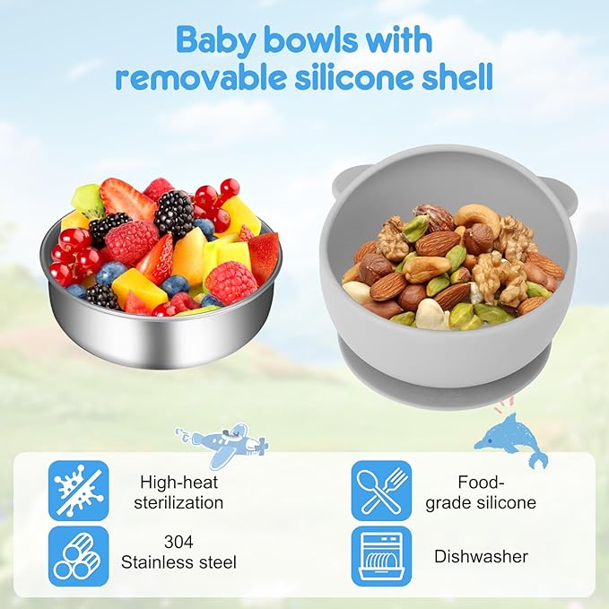 2 Pack Stainless Steel Baby Bowls - Image 5