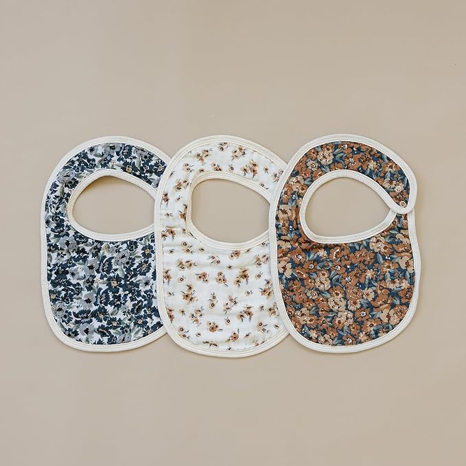 Mebie Baby Muslin Cotton Bib, 3 pack, Baby Bib Set - Image 2
