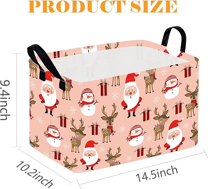 Rectangle Basket, Kids Organizer, Santa Pattern Toy Storage Cube, Clothes - Image 2