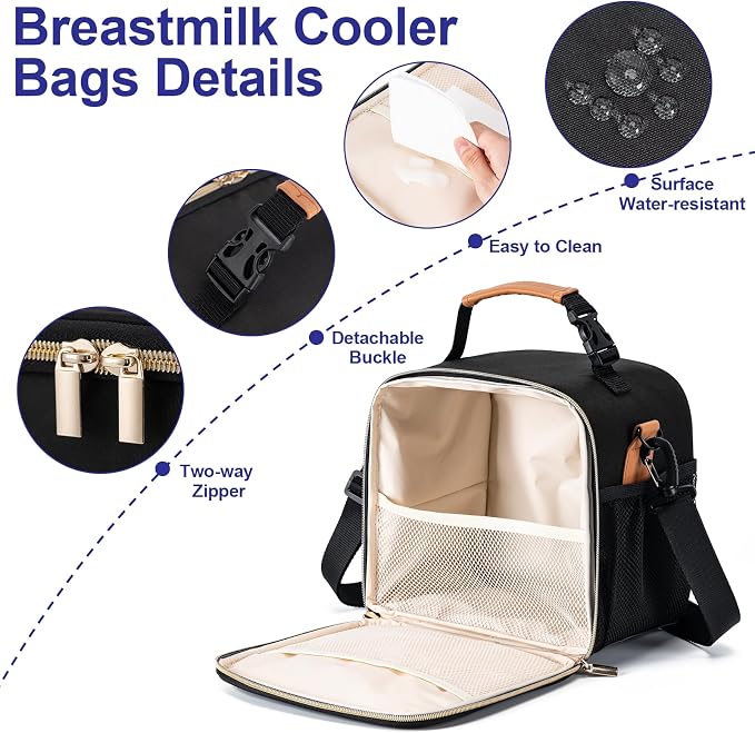 Baby Bottle Cooler Bag with Ice Pack, Breastmilk Cooler Bag Fits 6 Baby Bottle - Image 5